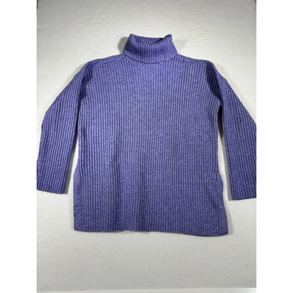 Alfani Women's Purple Ribbed Turtleneck Sweater Size Medium